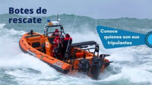 tripulantes de un bote de rescate